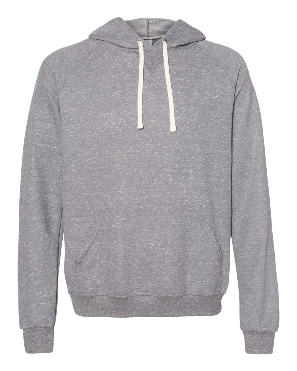 JERZEES-90MR-Snow Heather French Terry Raglan Hooded Sweatshirt - Image 4