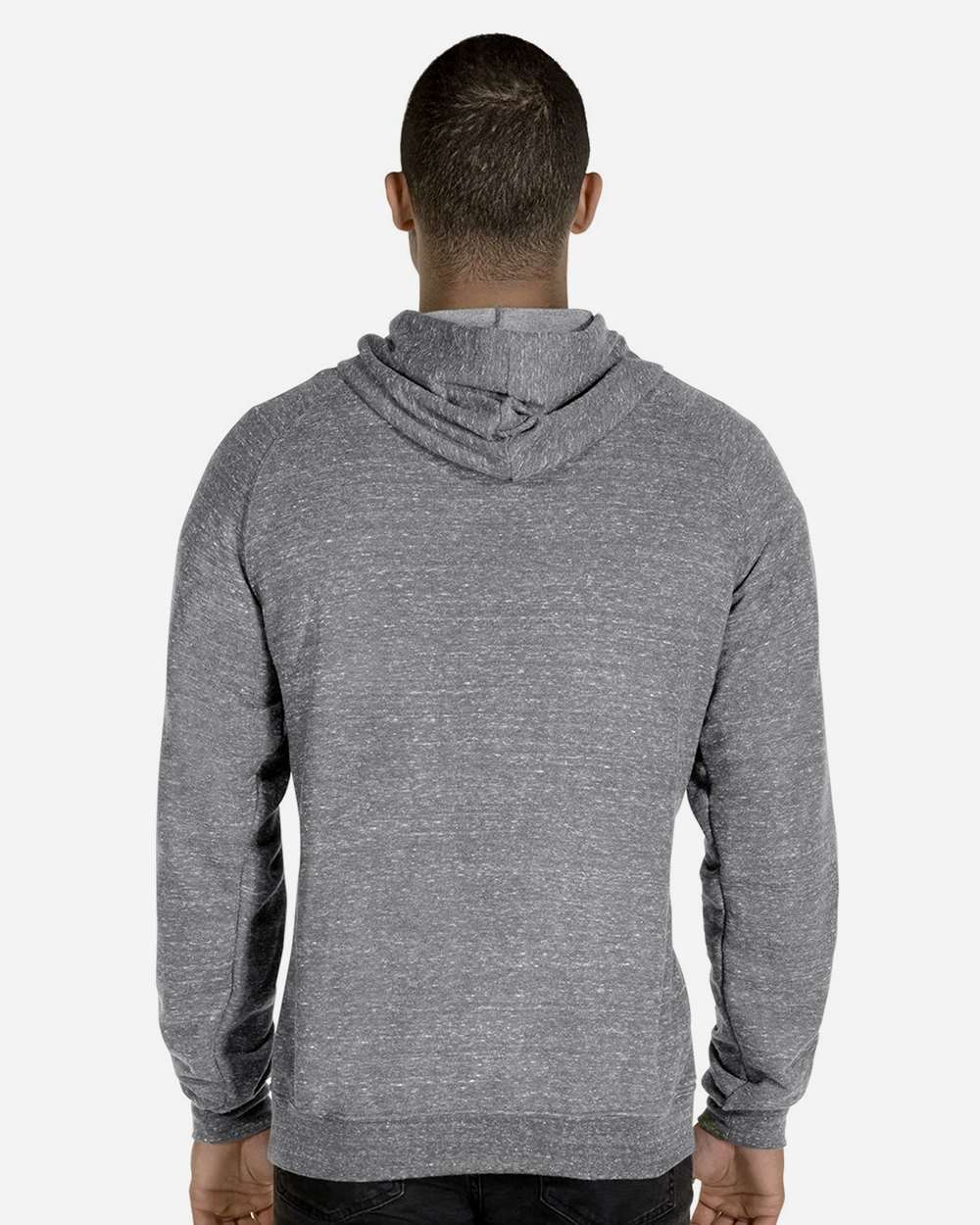 JERZEES-90MR-Snow Heather French Terry Raglan Hooded Sweatshirt - Image 9