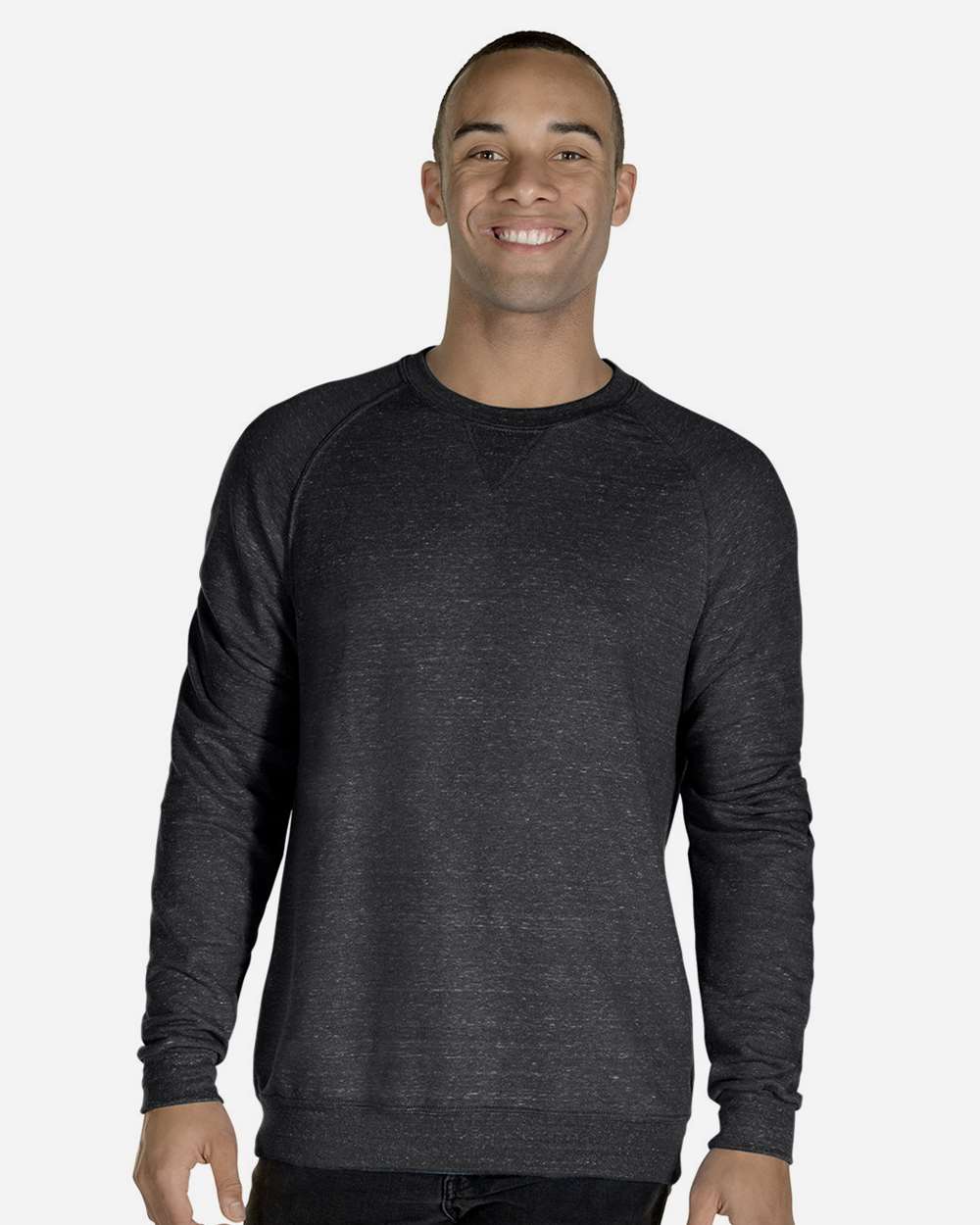 JERZEES-91MR-Snow Heather French Terry Crewneck Sweatshirt - Image 4