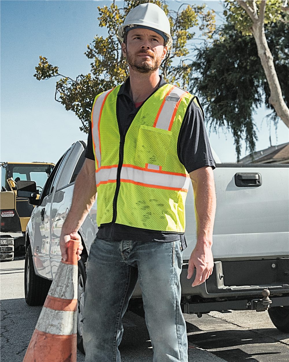 Kishigo-1527-1528-Economy Contrasting Vest with Zippered Front - Image 4