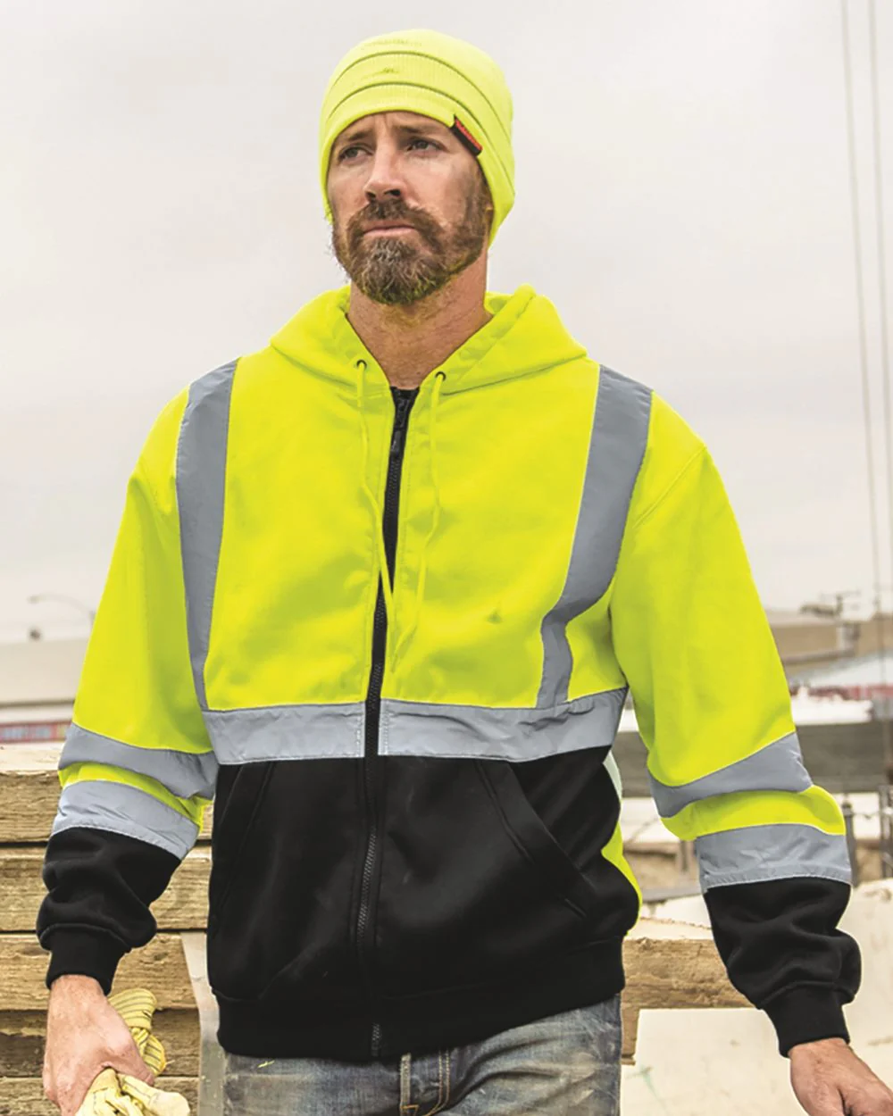 Kishigo-JS102-103-Hi-Vis Full-Zip Hooded Sweatshirt - Image 4