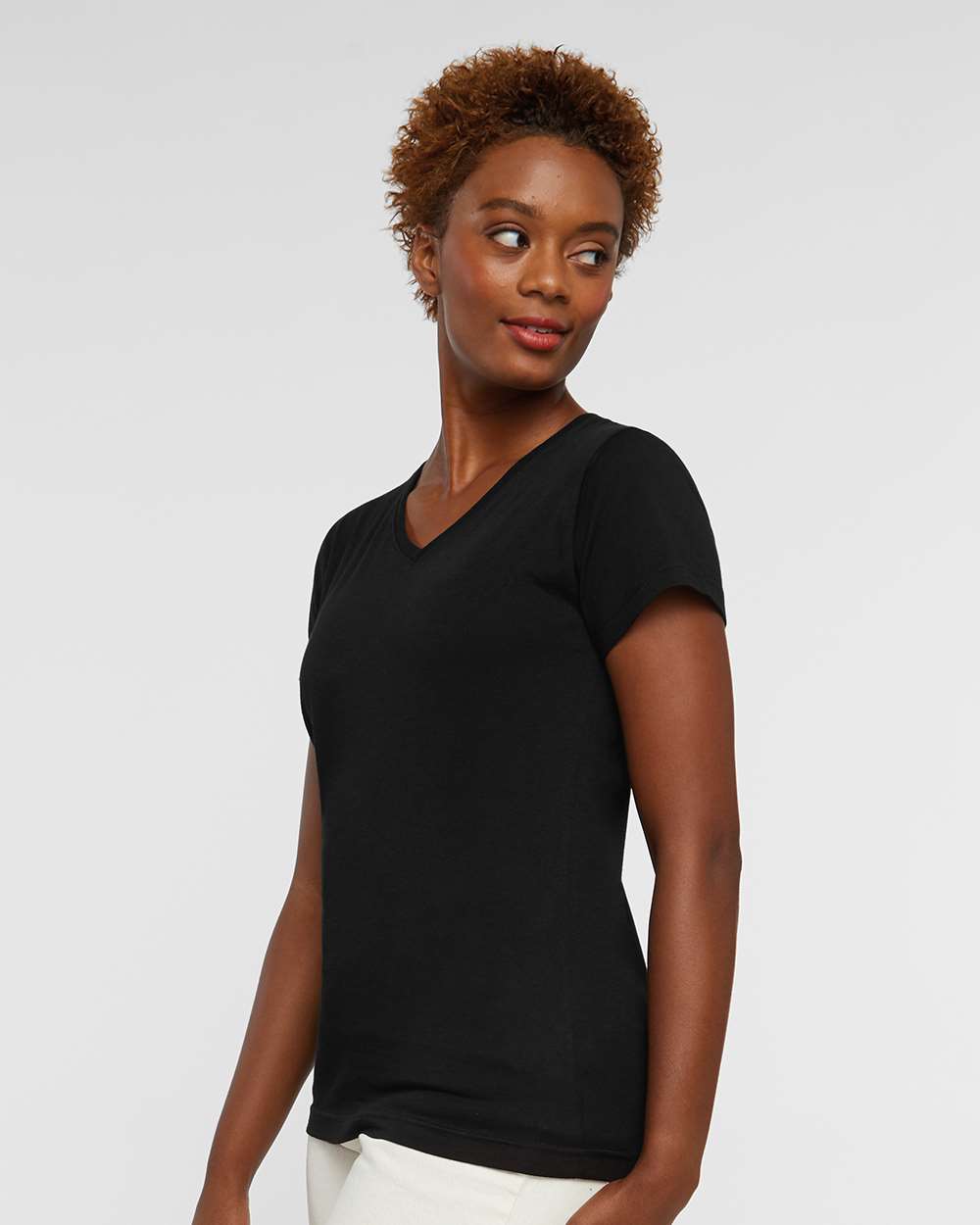 LAT-3507-Women's Fine Jersey V-Neck Tee - Image 6