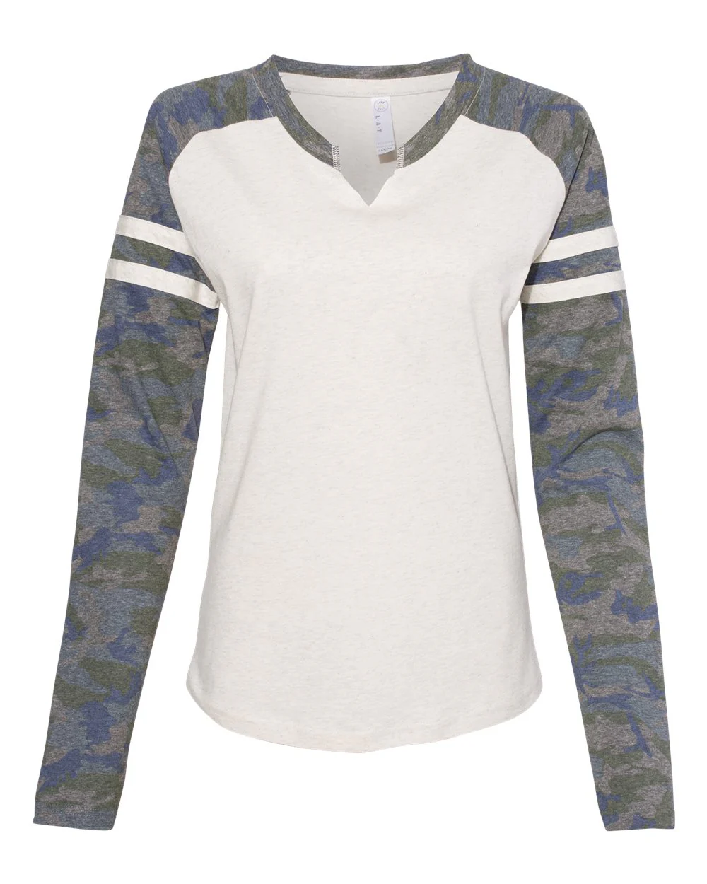 LAT-3534-Women's Fine Jersey Mash Up Long Sleeve T-Shirt - Image 2
