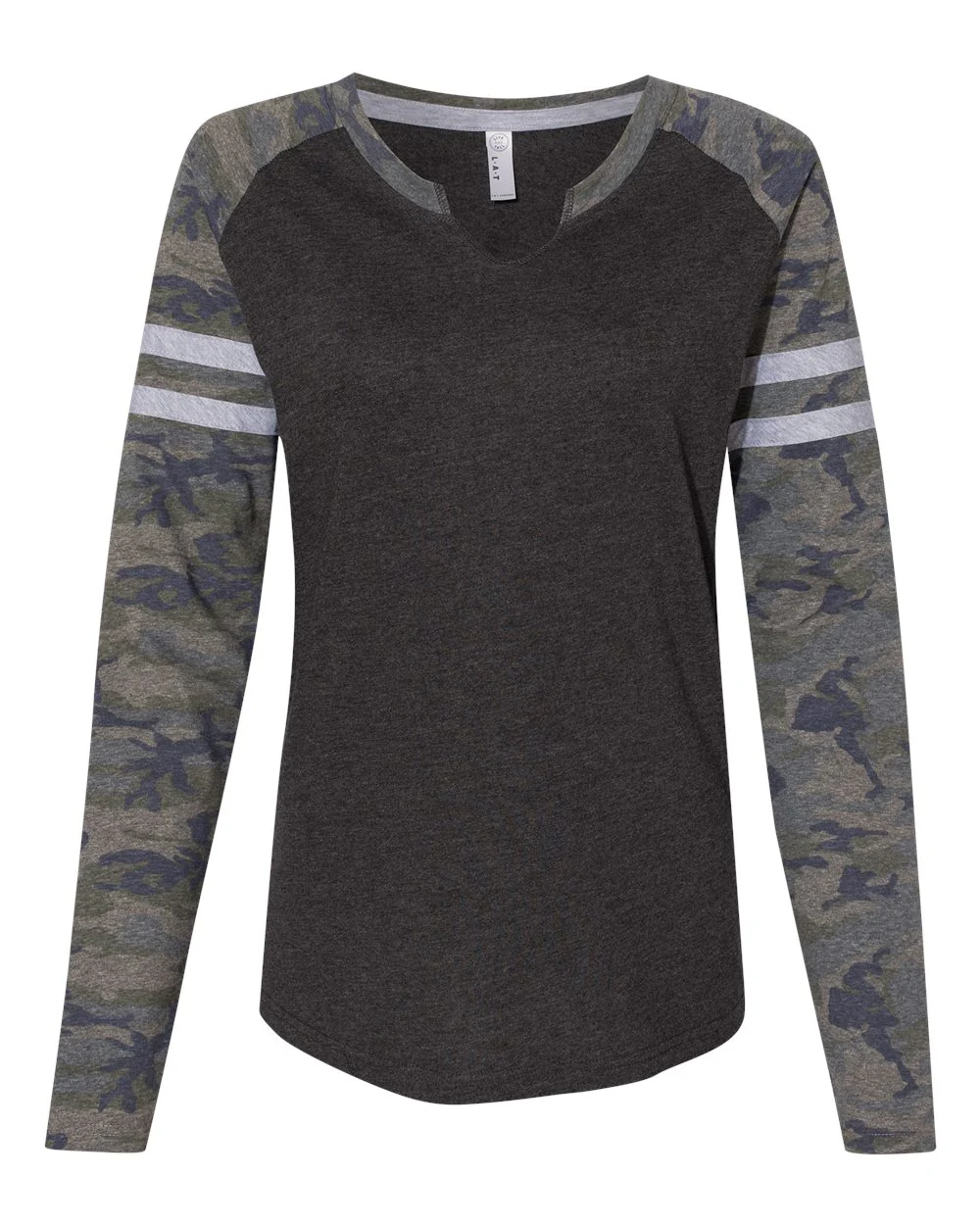 LAT-3534-Women's Fine Jersey Mash Up Long Sleeve T-Shirt - Image 5