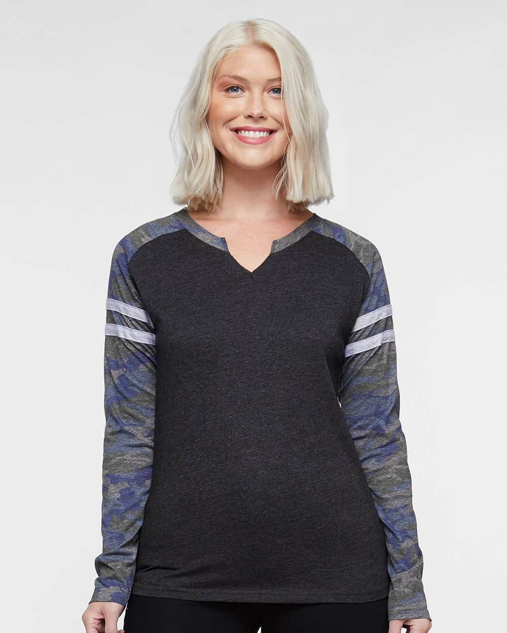 LAT-3534-Women's Fine Jersey Mash Up Long Sleeve T-Shirt - Image 8