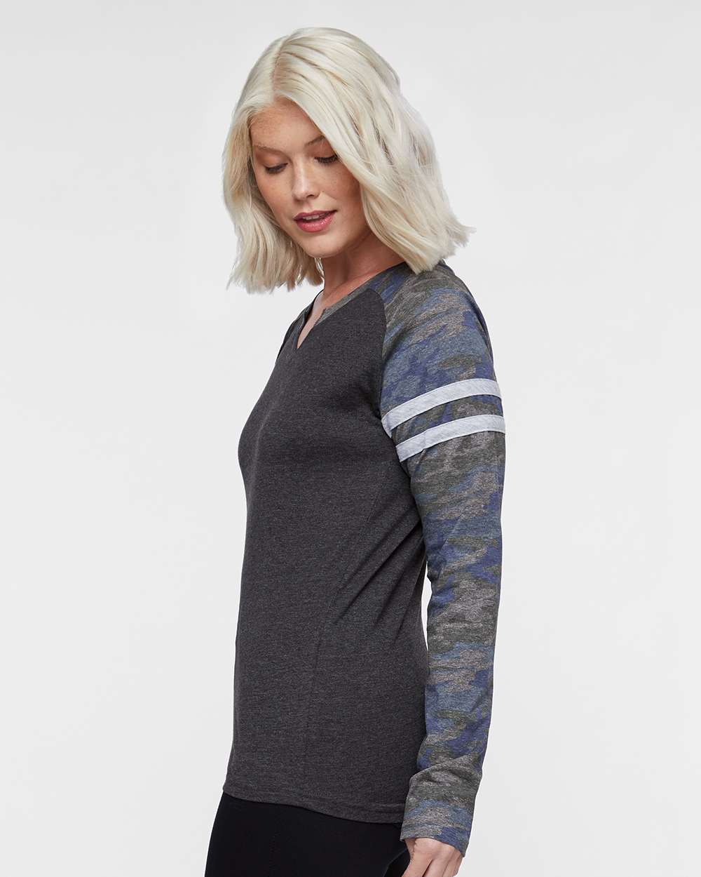 LAT-3534-Women's Fine Jersey Mash Up Long Sleeve T-Shirt - Image 9