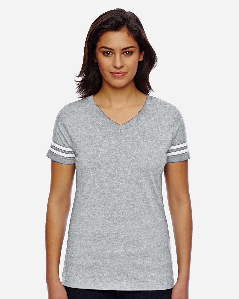 LAT-3537-Women's Football V-Neck Fine Jersey Tee - Image 17