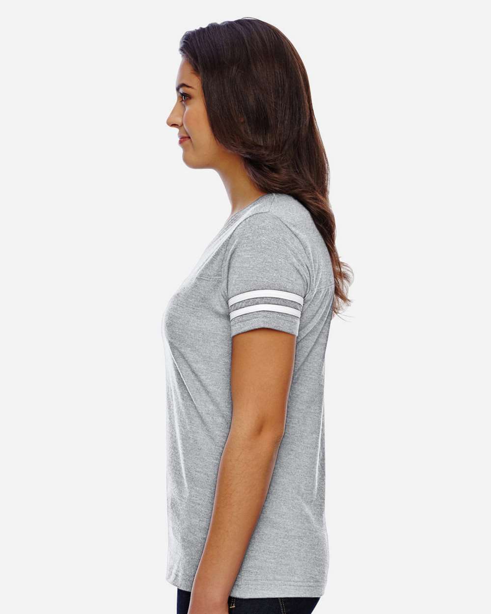 LAT-3537-Women's Football V-Neck Fine Jersey Tee - Image 18