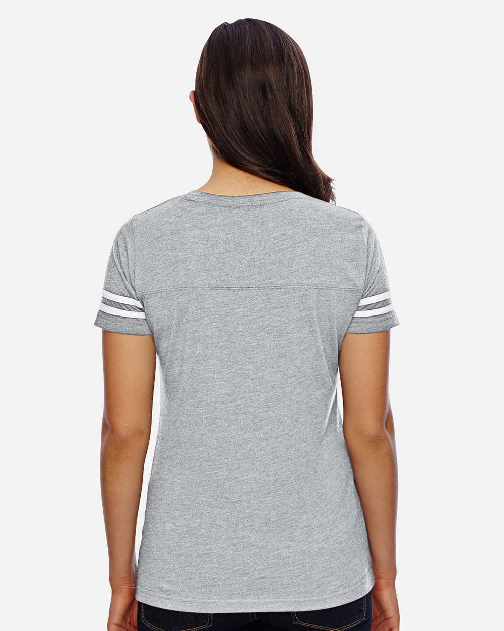 LAT-3537-Women's Football V-Neck Fine Jersey Tee - Image 19