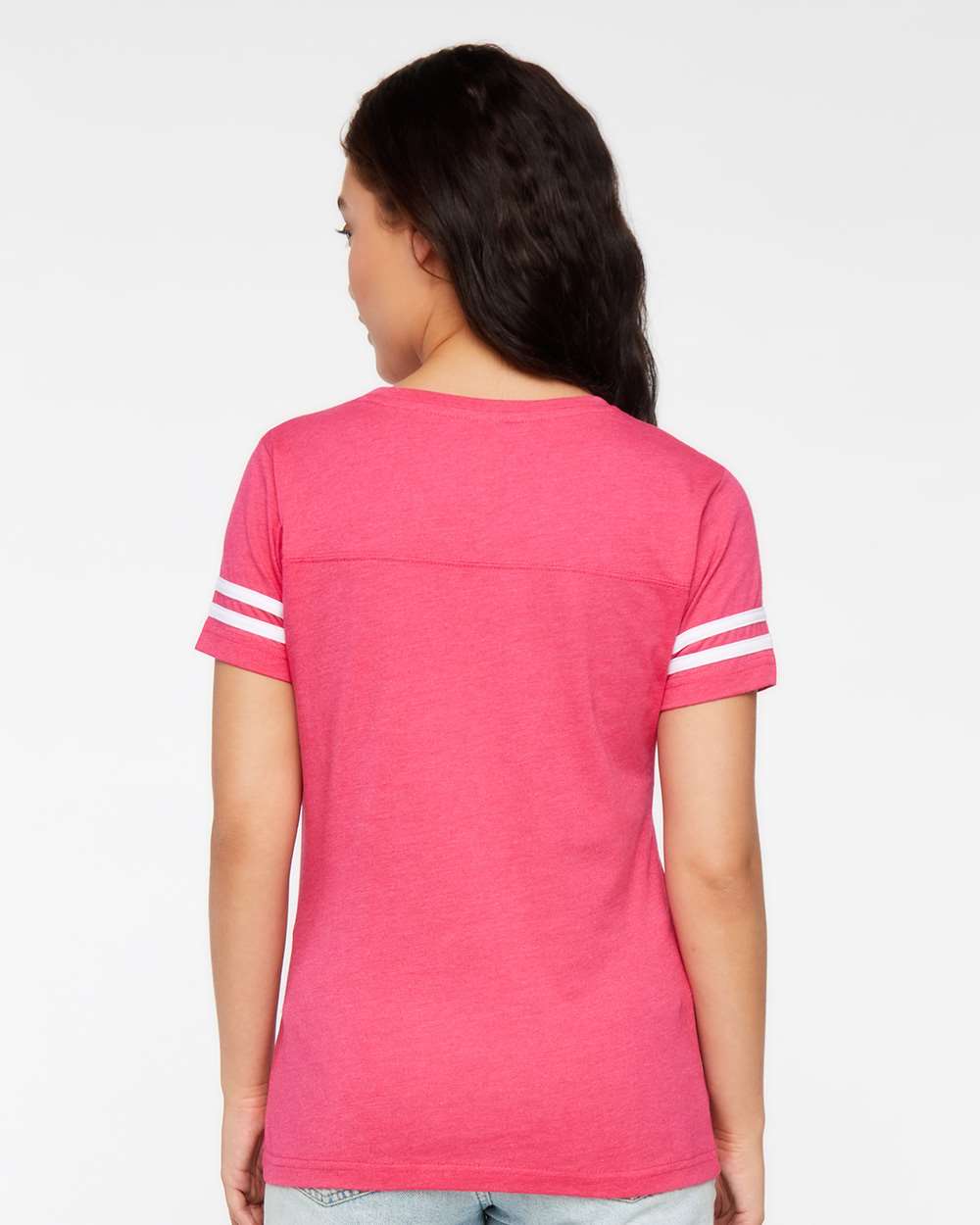 LAT-3537-Women's Football V-Neck Fine Jersey Tee - Image 25