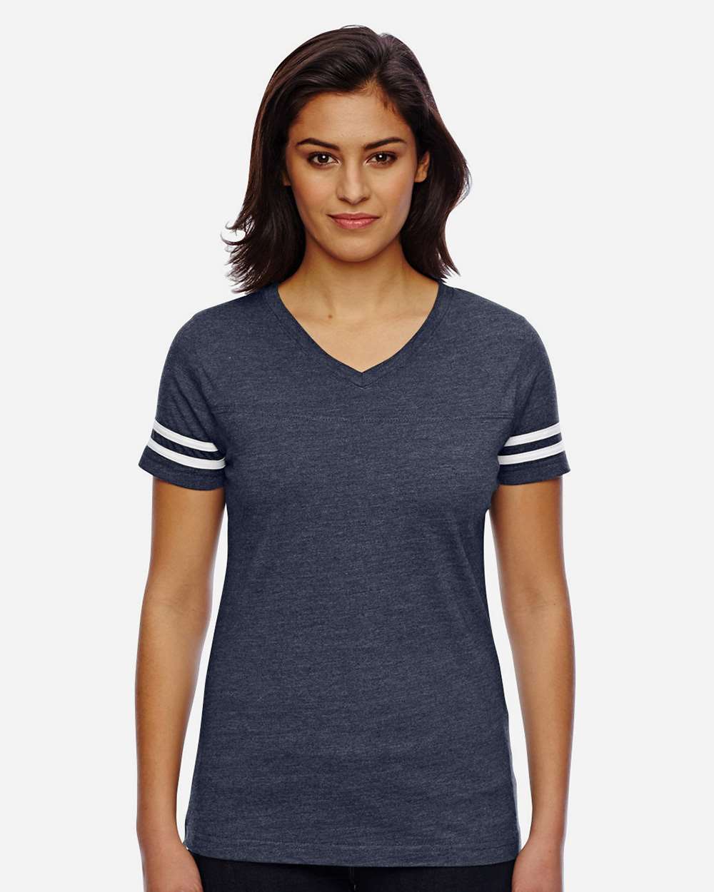 LAT-3537-Women's Football V-Neck Fine Jersey Tee - Image 29