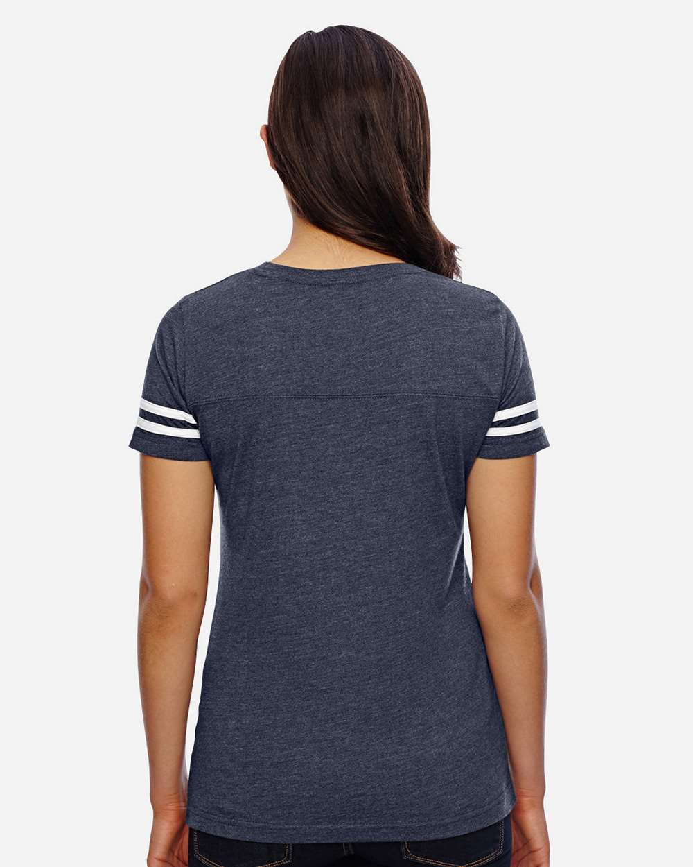 LAT-3537-Women's Football V-Neck Fine Jersey Tee - Image 31