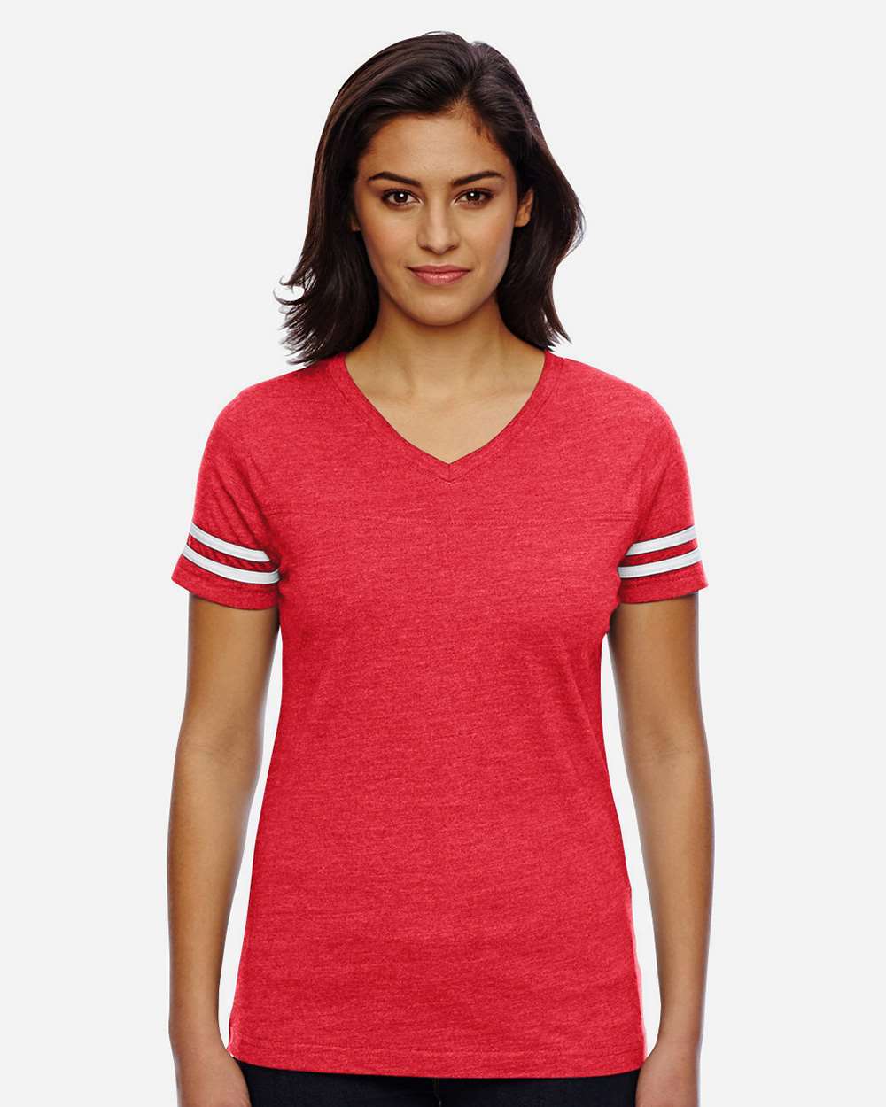LAT-3537-Women's Football V-Neck Fine Jersey Tee - Image 35