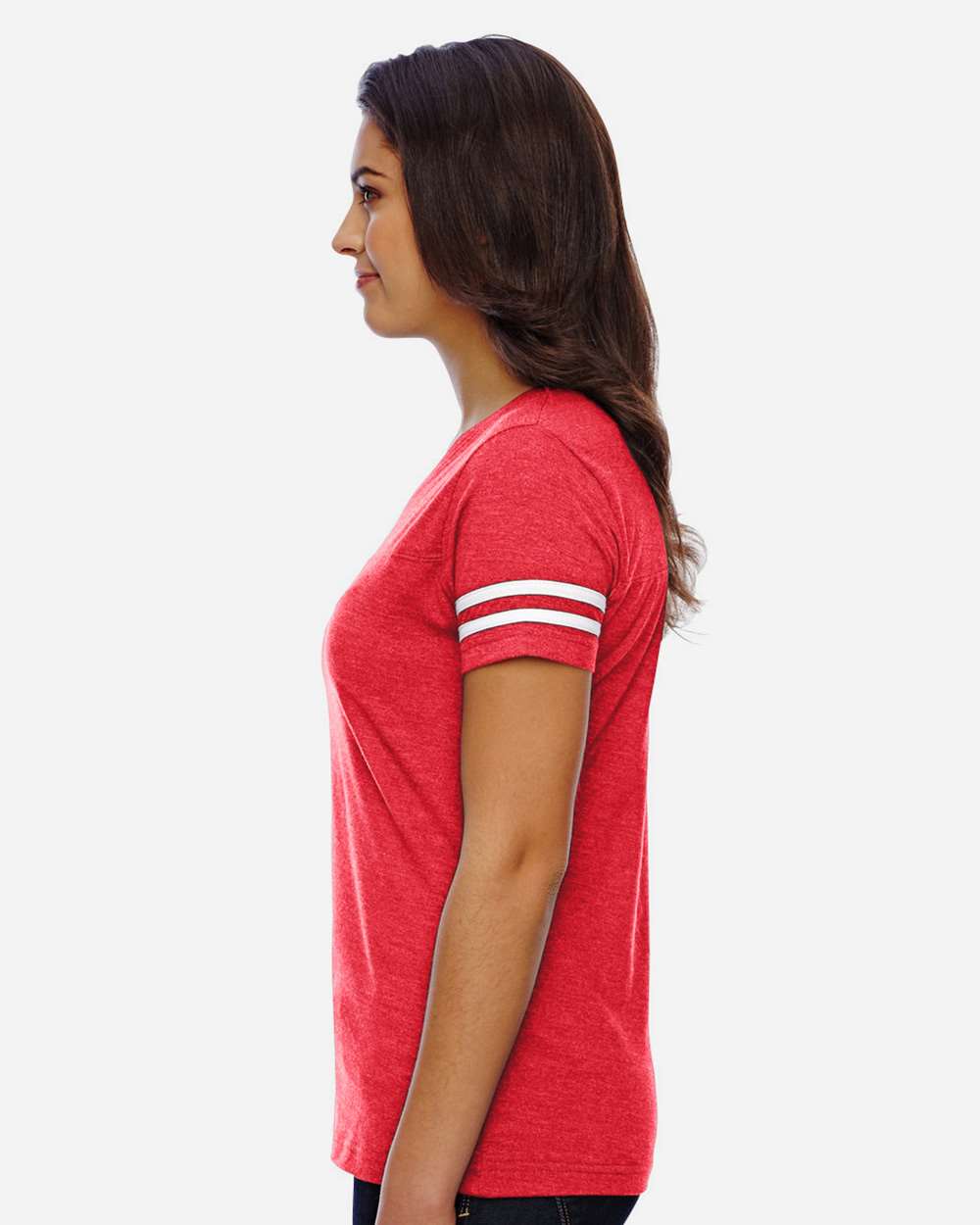 LAT-3537-Women's Football V-Neck Fine Jersey Tee - Image 36