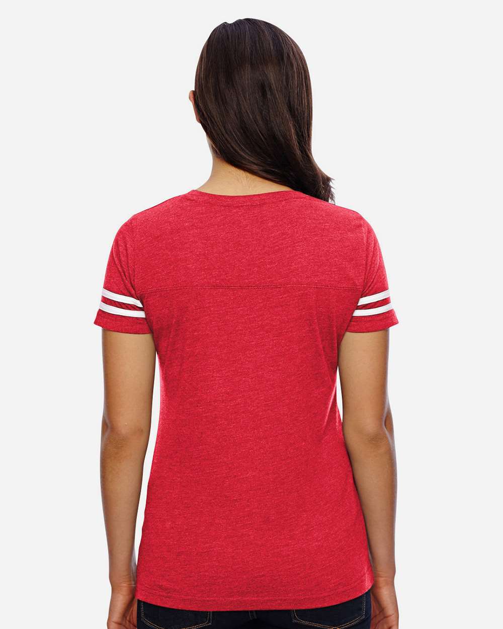 LAT-3537-Women's Football V-Neck Fine Jersey Tee - Image 37