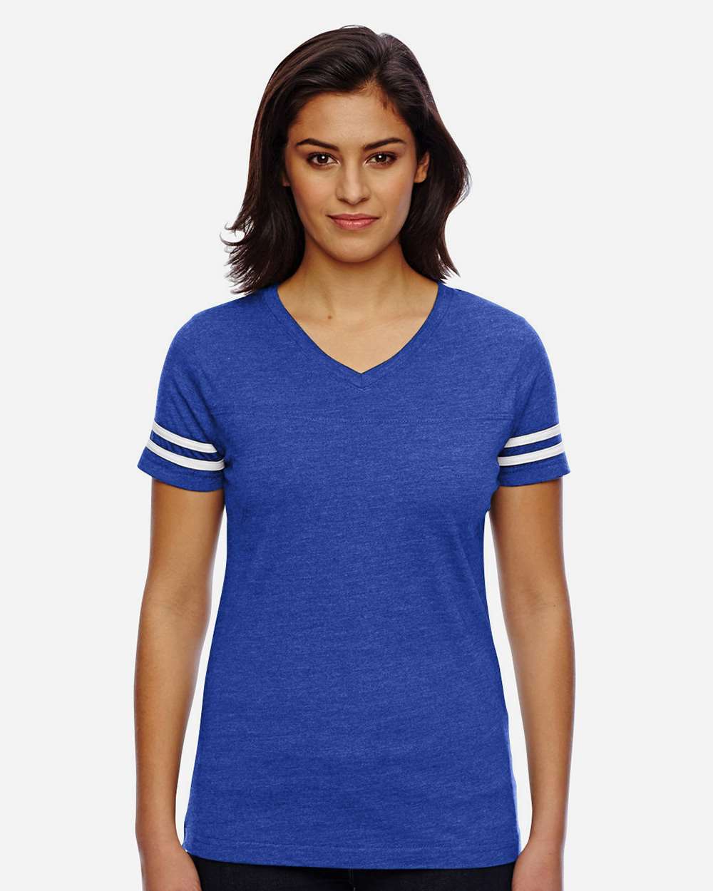LAT-3537-Women's Football V-Neck Fine Jersey Tee - Image 41