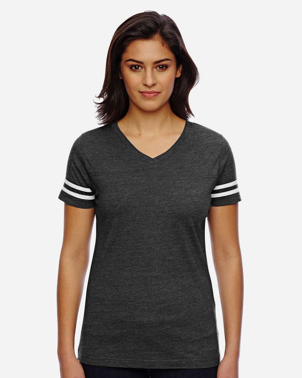 LAT-3537-Women's Football V-Neck Fine Jersey Tee - Image 47