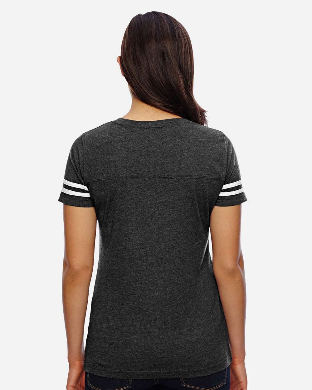 LAT-3537-Women's Football V-Neck Fine Jersey Tee - Image 49