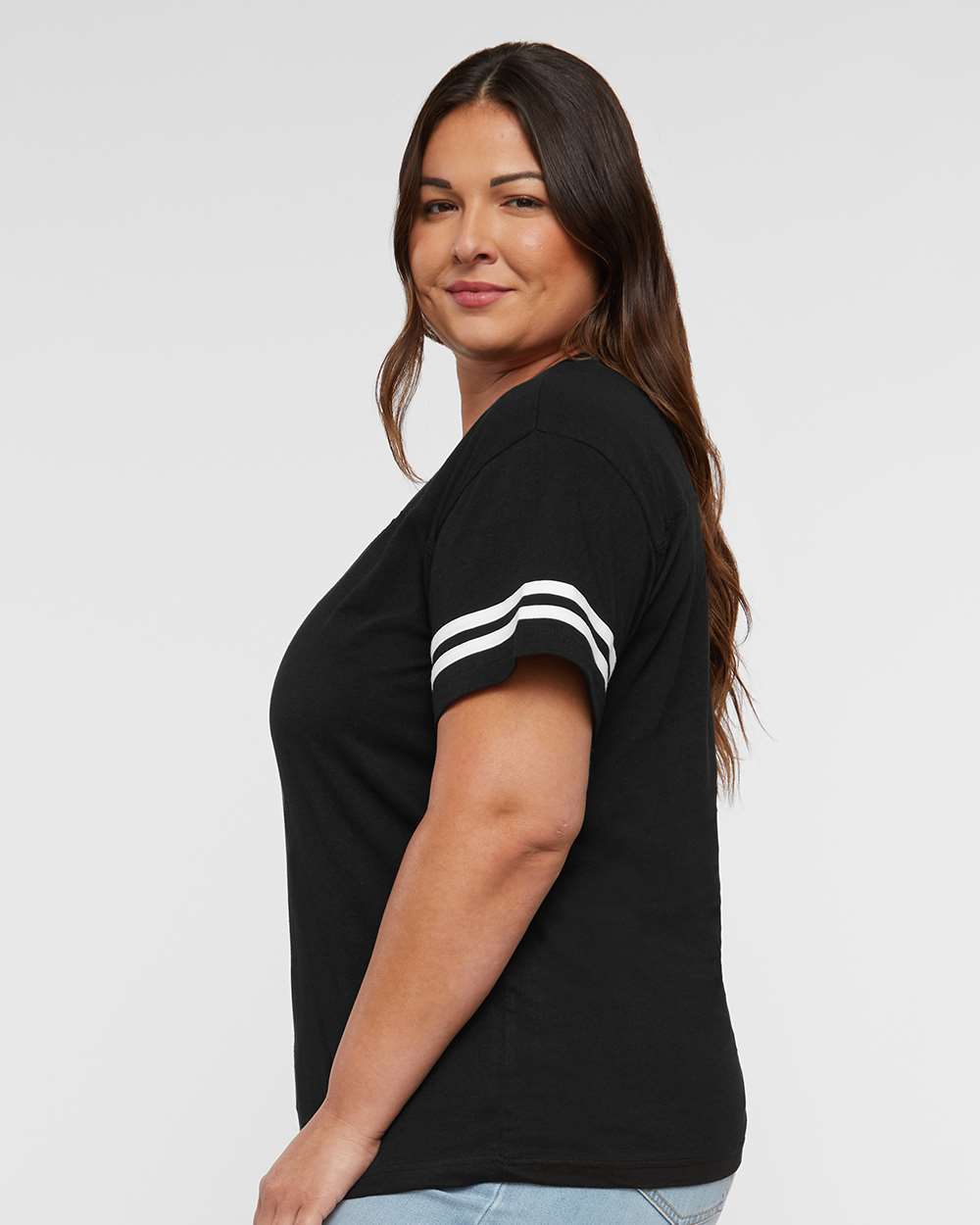 LAT-3537-Women's Football V-Neck Fine Jersey Tee - Image 5