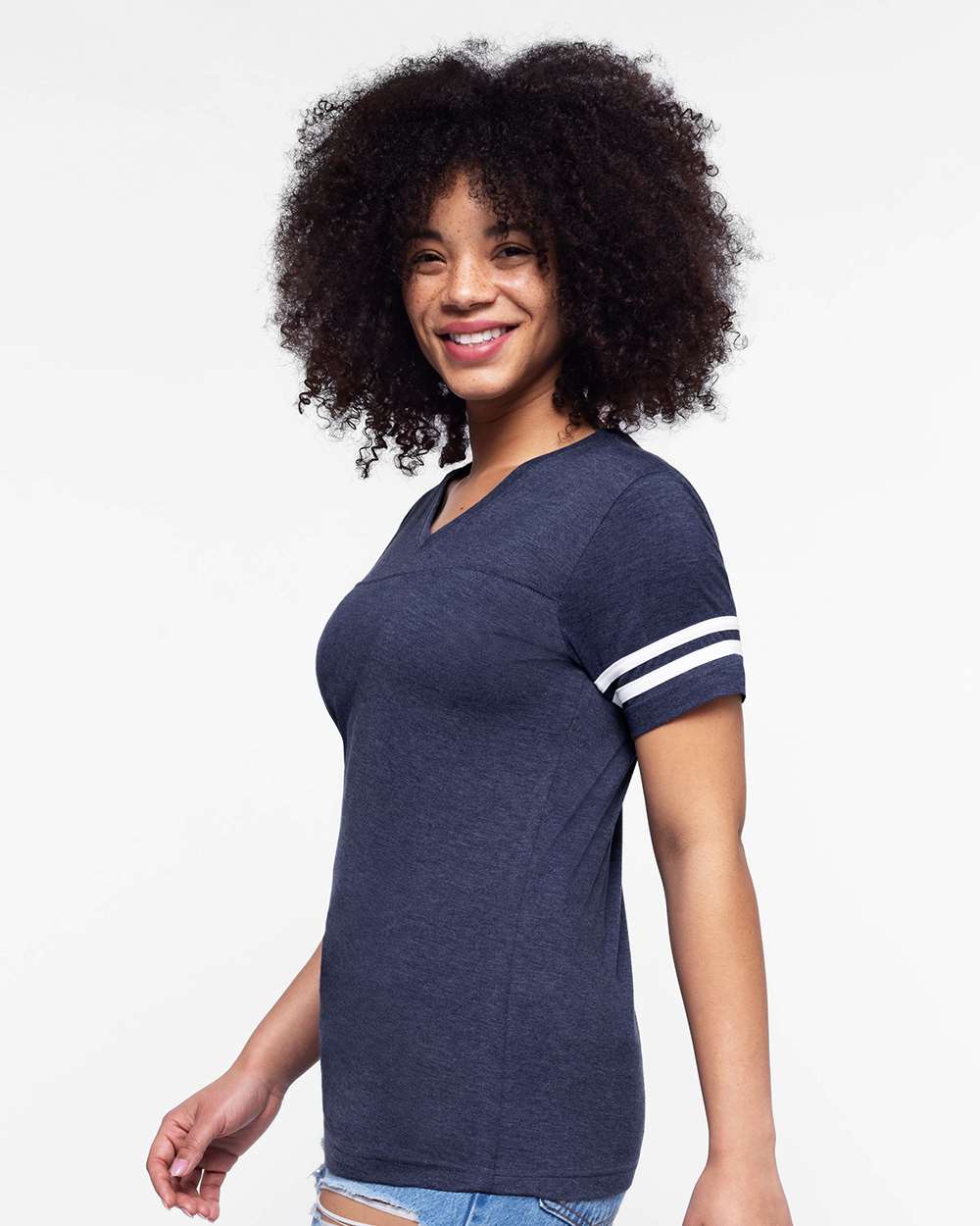 LAT-3537-Women's Football V-Neck Fine Jersey Tee - Image 53