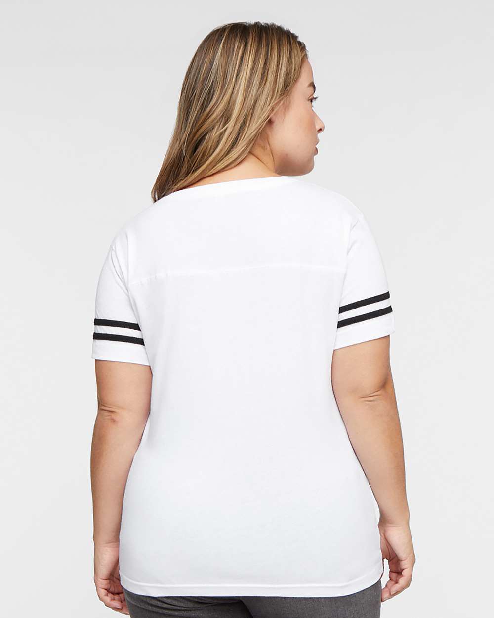LAT-3537-Women's Football V-Neck Fine Jersey Tee - Image 59