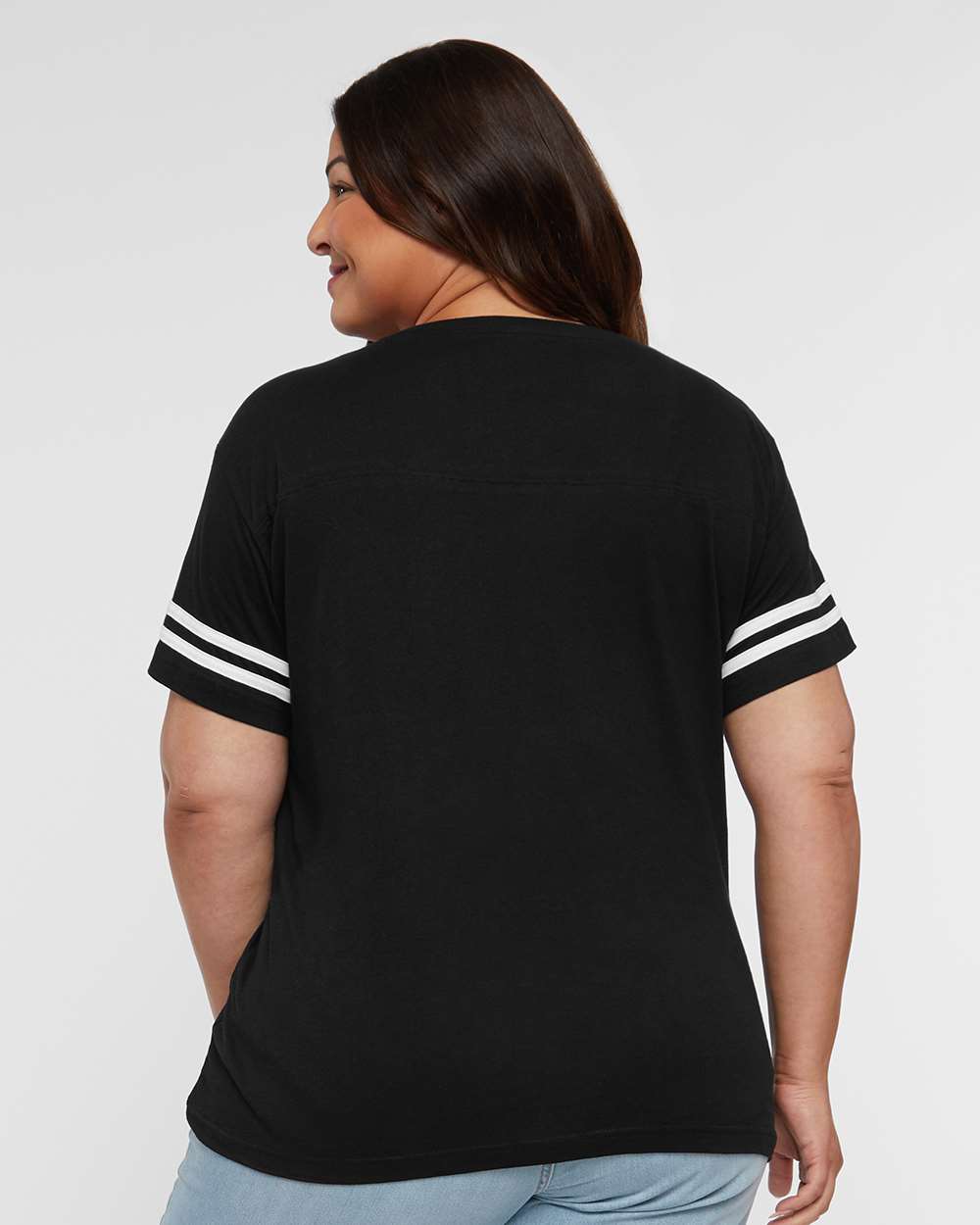 LAT-3537-Women's Football V-Neck Fine Jersey Tee - Image 6