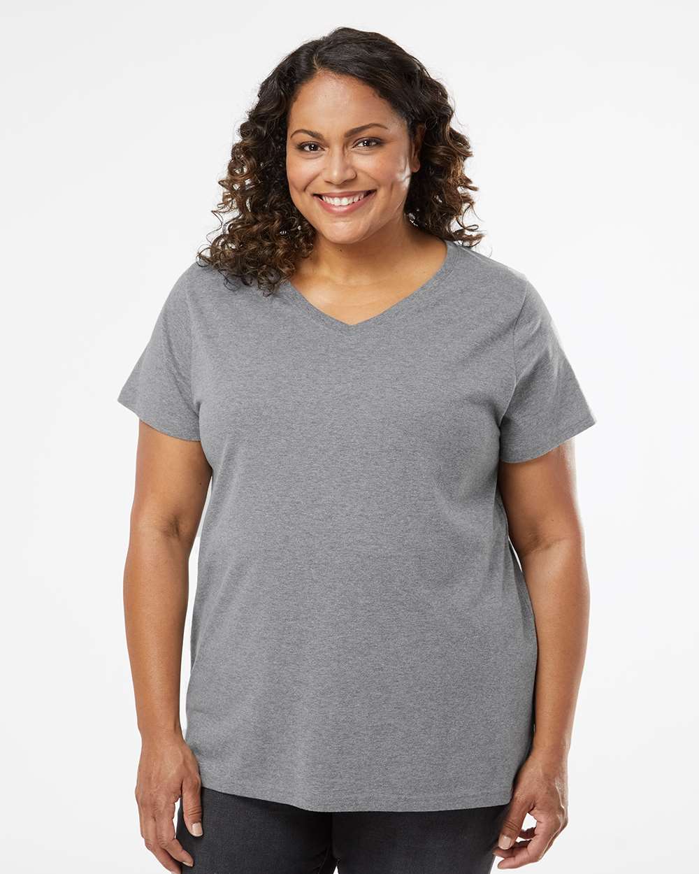 LAT-3817-Curvy Collection Women's Fine Jersey V-Neck Tee - Image 17