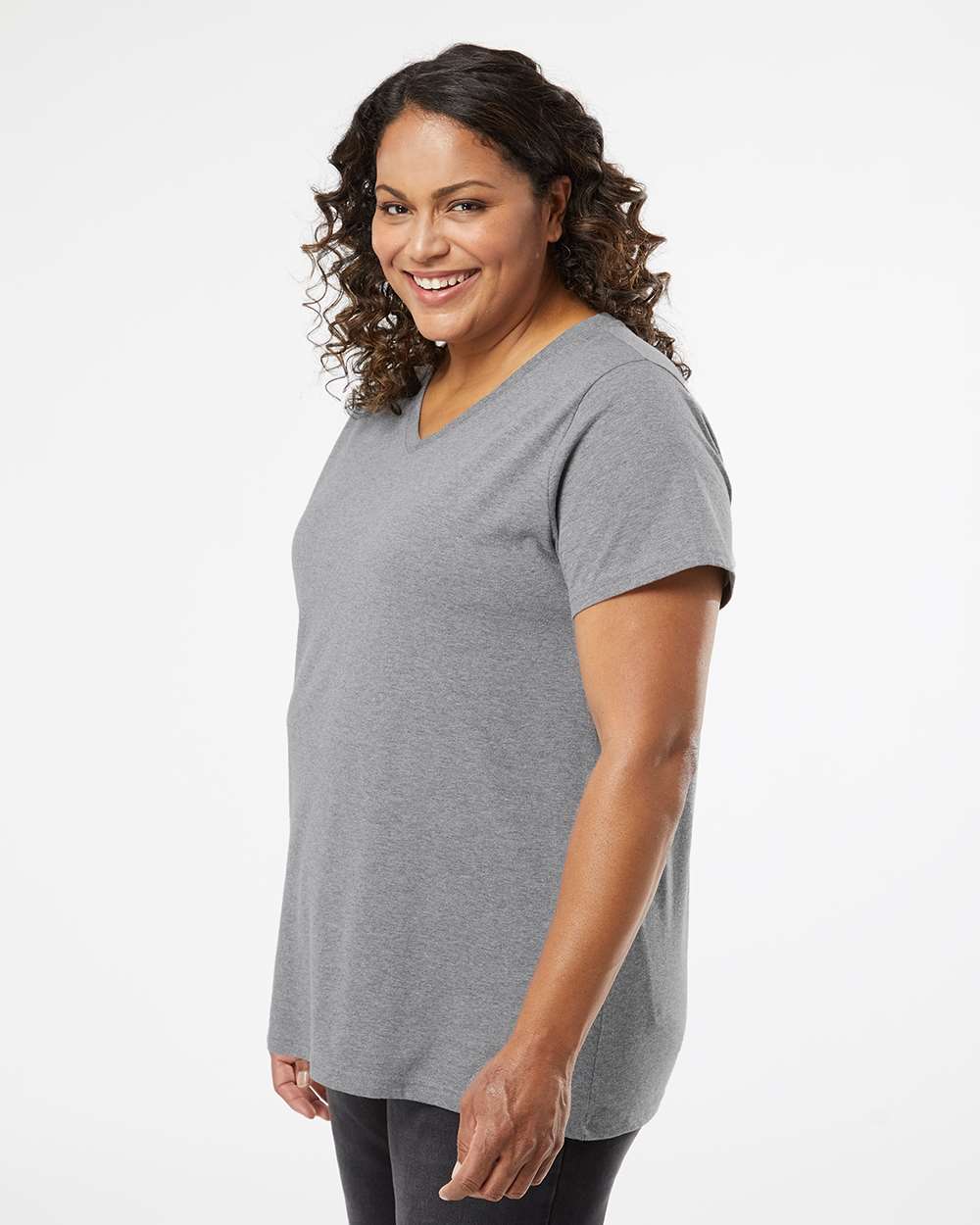 LAT-3817-Curvy Collection Women's Fine Jersey V-Neck Tee - Image 18