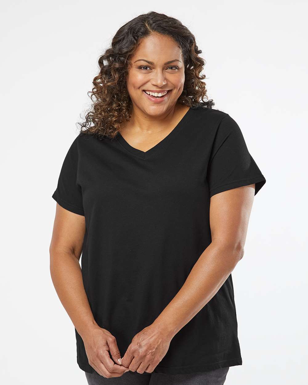 LAT-3817-Curvy Collection Women's Fine Jersey V-Neck Tee - Image 5