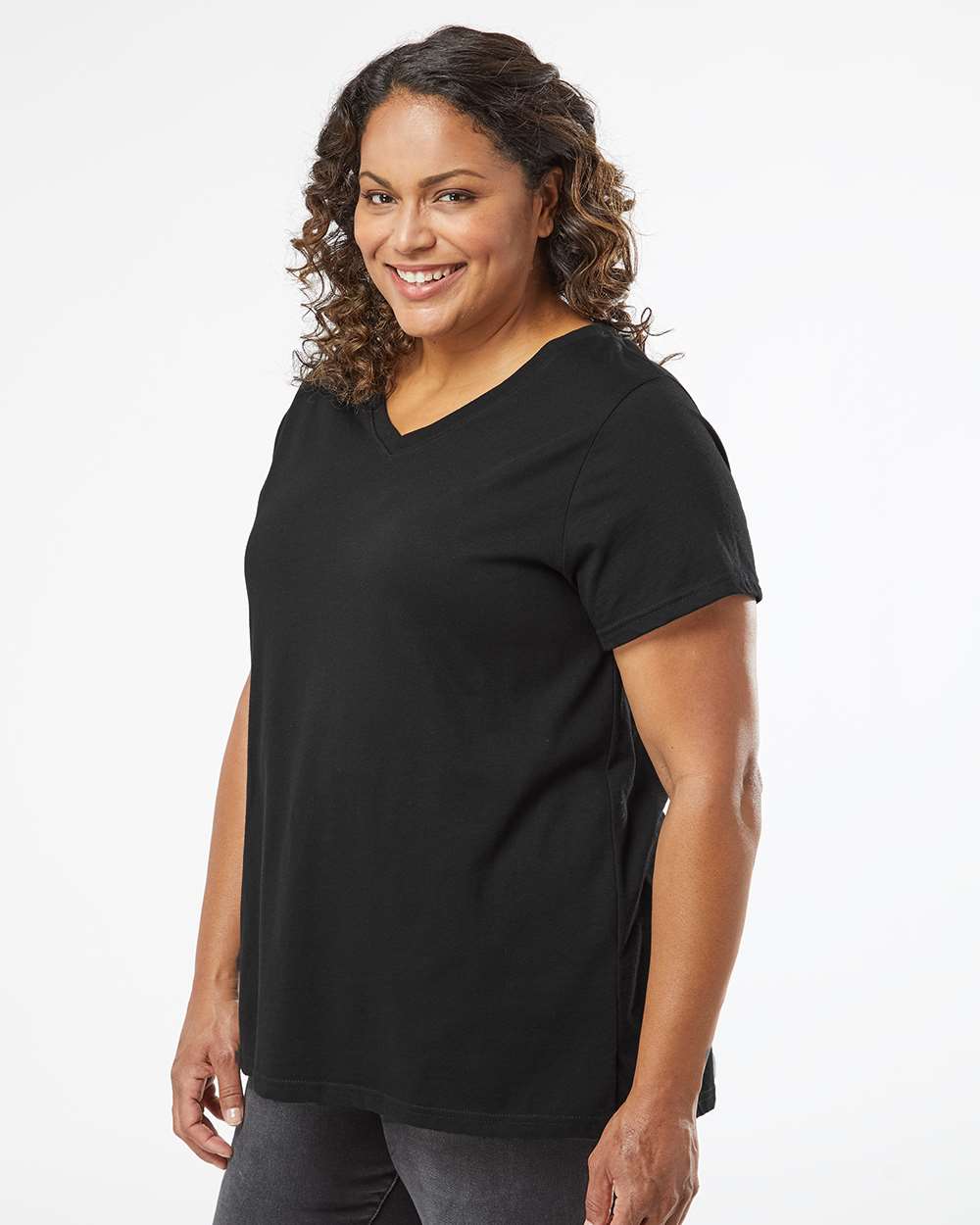 LAT-3817-Curvy Collection Women's Fine Jersey V-Neck Tee - Image 6