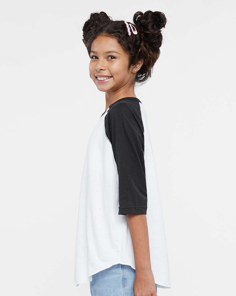 LAT-6130-Youth Baseball Fine Jersey Three-Quarter Sleeve Tee - Image 15