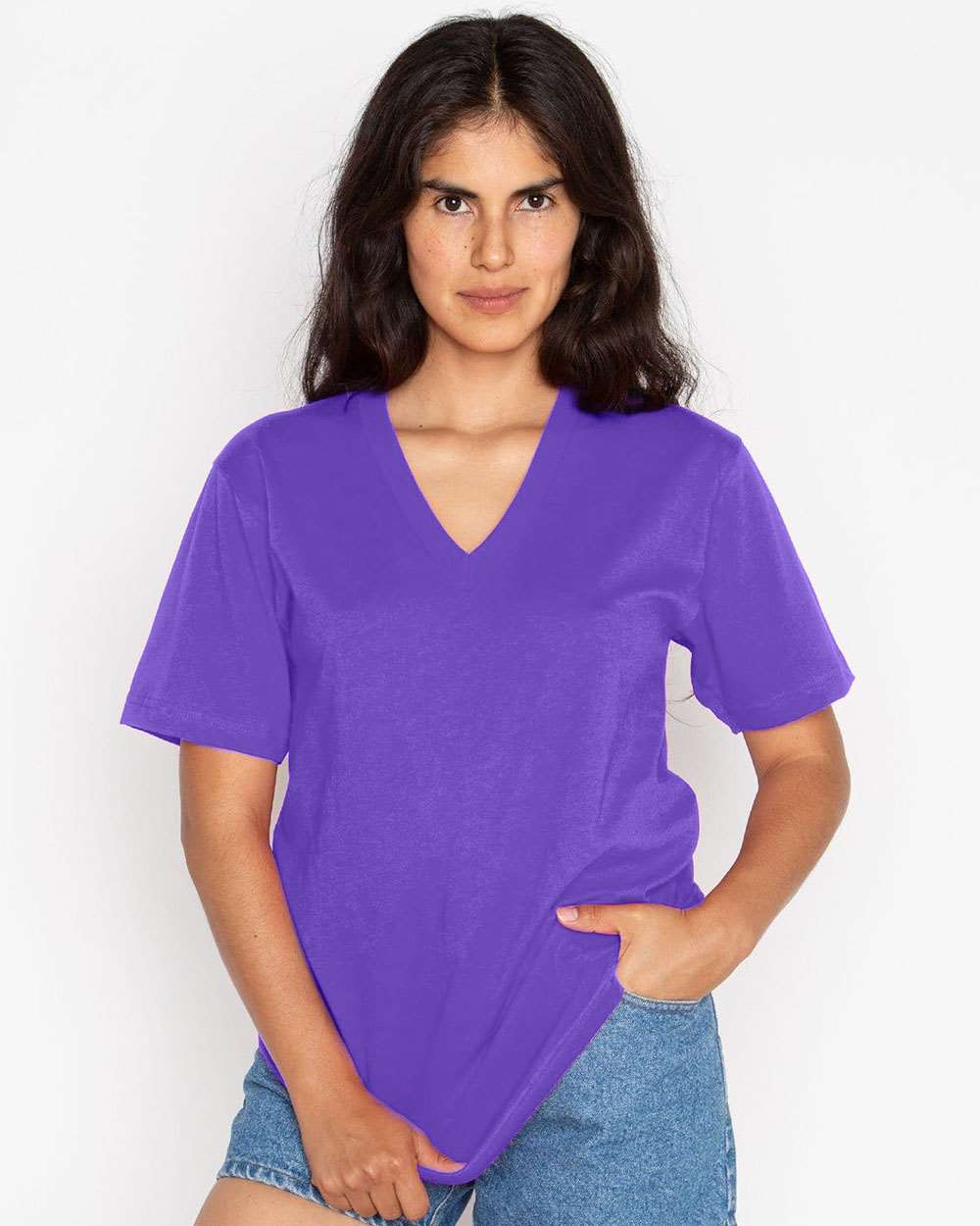 Los Angeles Apparel-24056-USA-Made Fine Jersey V-Neck T-Shirt - Image 11