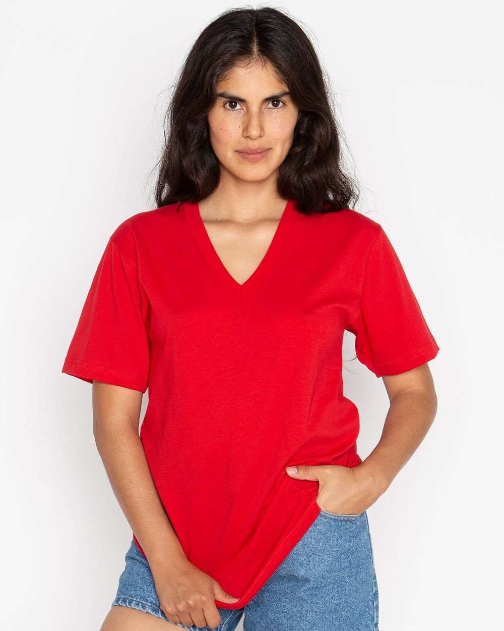 Los Angeles Apparel-24056-USA-Made Fine Jersey V-Neck T-Shirt - Image 12