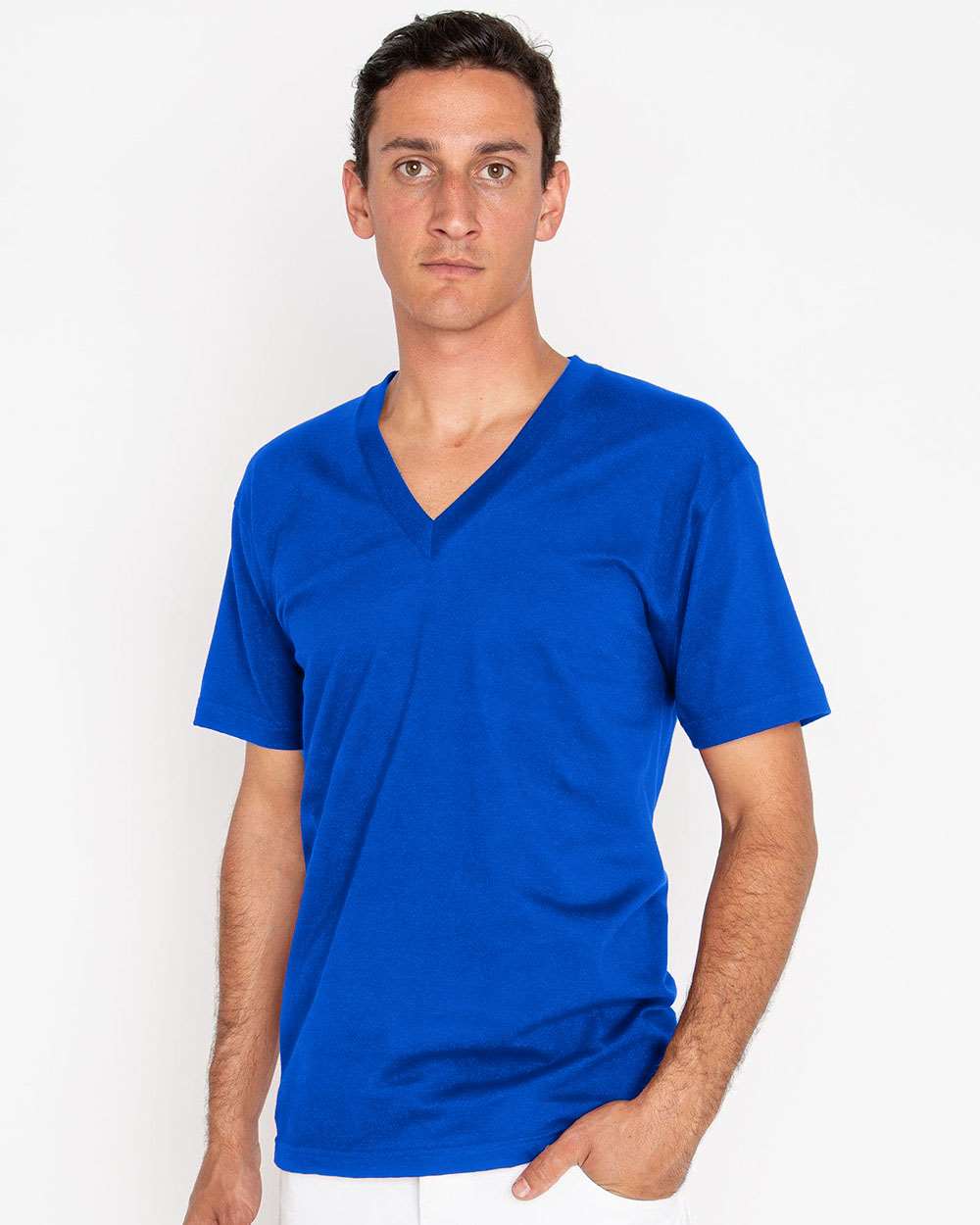 Los Angeles Apparel-24056-USA-Made Fine Jersey V-Neck T-Shirt - Image 6