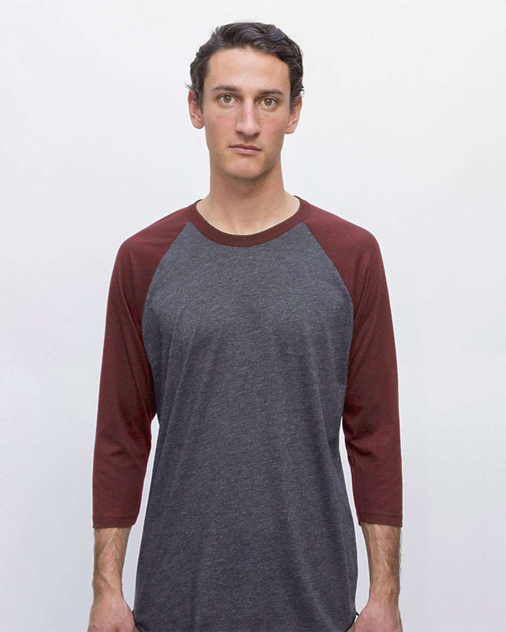 Los Angeles Apparel-FF53-USA-Made Three Quarter Sleeve Raglan Baseball T-Shirt - Image 3