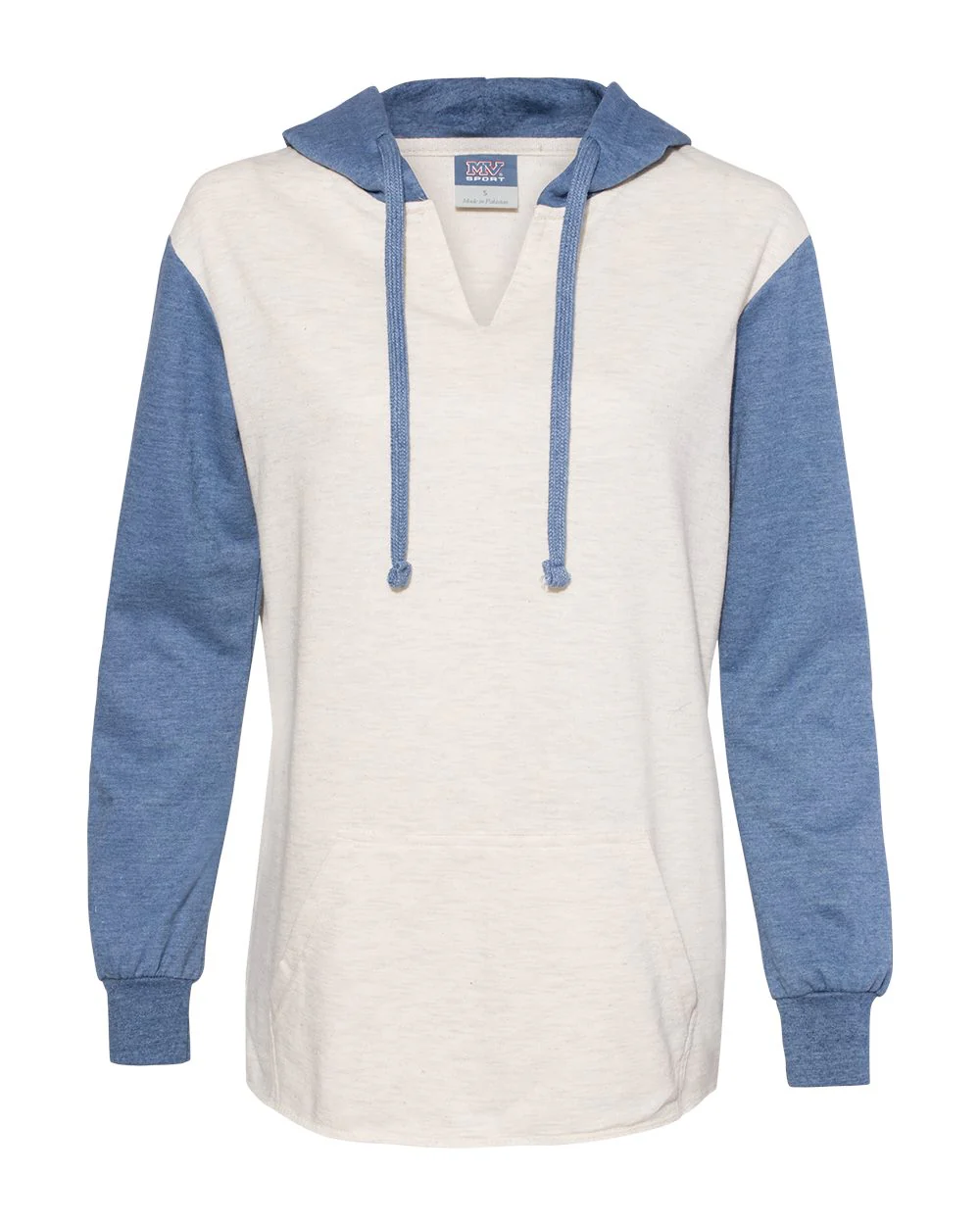 MV Sport-W20145-Women’s French Terry Hooded Pullover with Colorblocked Sleeves - Image 4