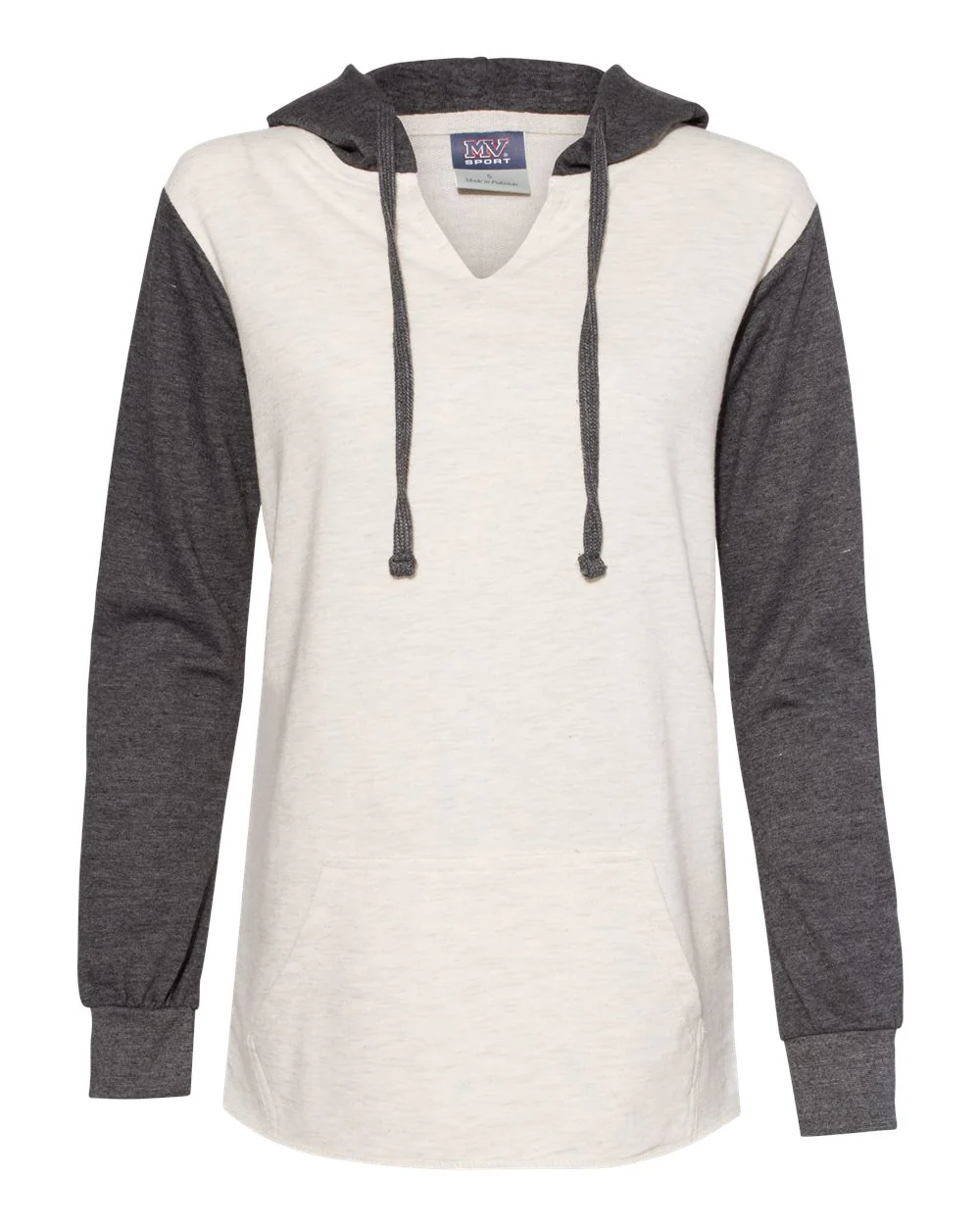 MV Sport-W20145-Women’s French Terry Hooded Pullover with Colorblocked Sleeves - Image 5