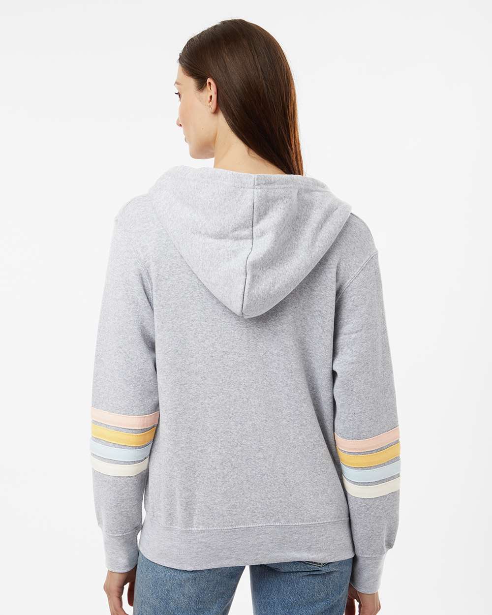 MV Sport-W22732-Women's Striped Sleeves Full-Zip Hooded Sweatshirt - Image 13