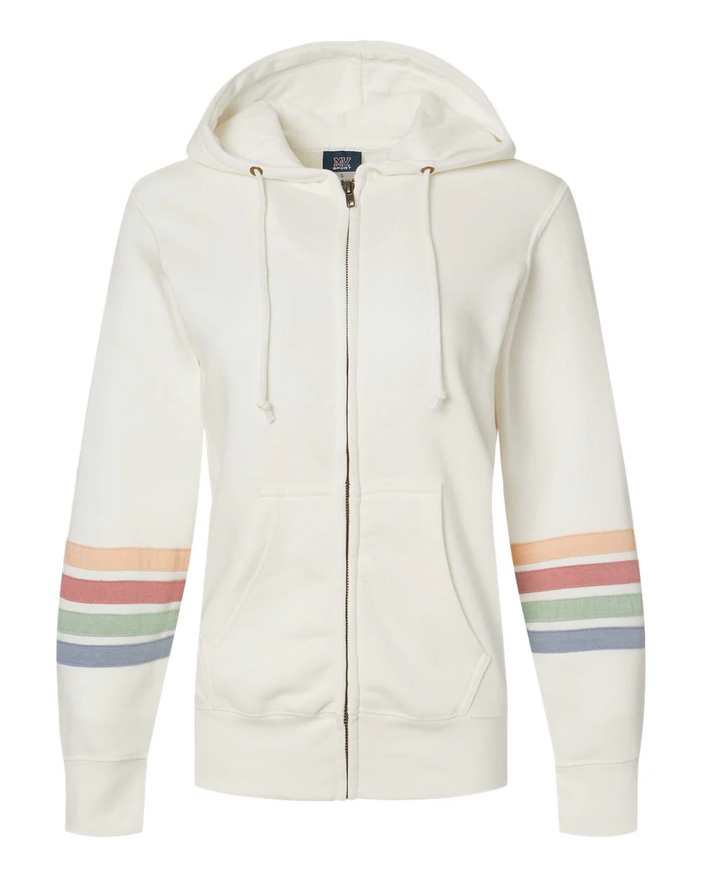 MV Sport-W22732-Women's Striped Sleeves Full-Zip Hooded Sweatshirt - Image 14