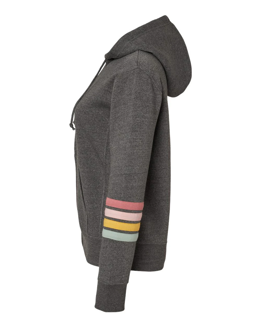 MV Sport-W22732-Women's Striped Sleeves Full-Zip Hooded Sweatshirt - Image 3