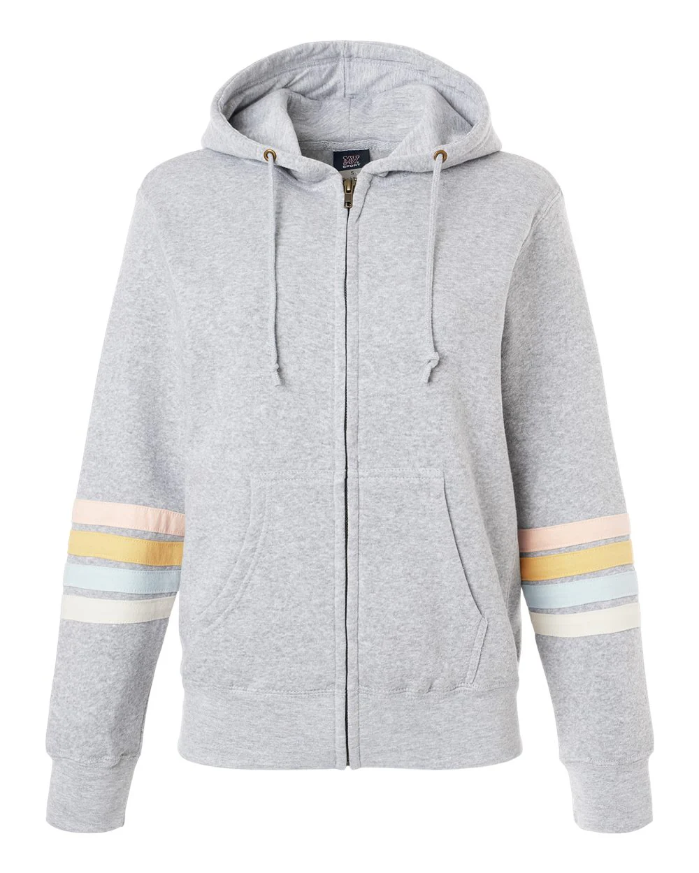 MV Sport-W22732-Women's Striped Sleeves Full-Zip Hooded Sweatshirt - Image 8