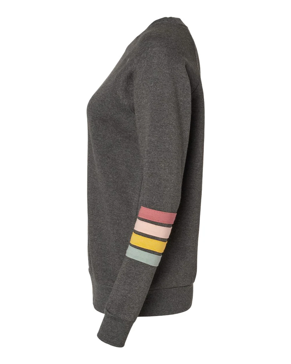 MV Sport-W23152-Women's Striped Sleeves Crewneck Sweatshirt - Image 3