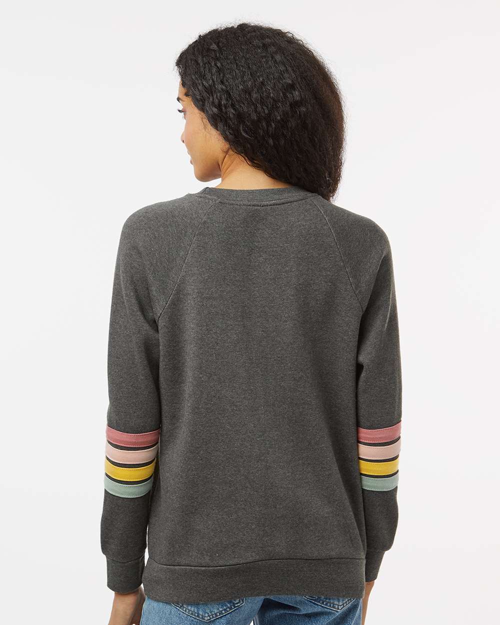 MV Sport-W23152-Women's Striped Sleeves Crewneck Sweatshirt - Image 6