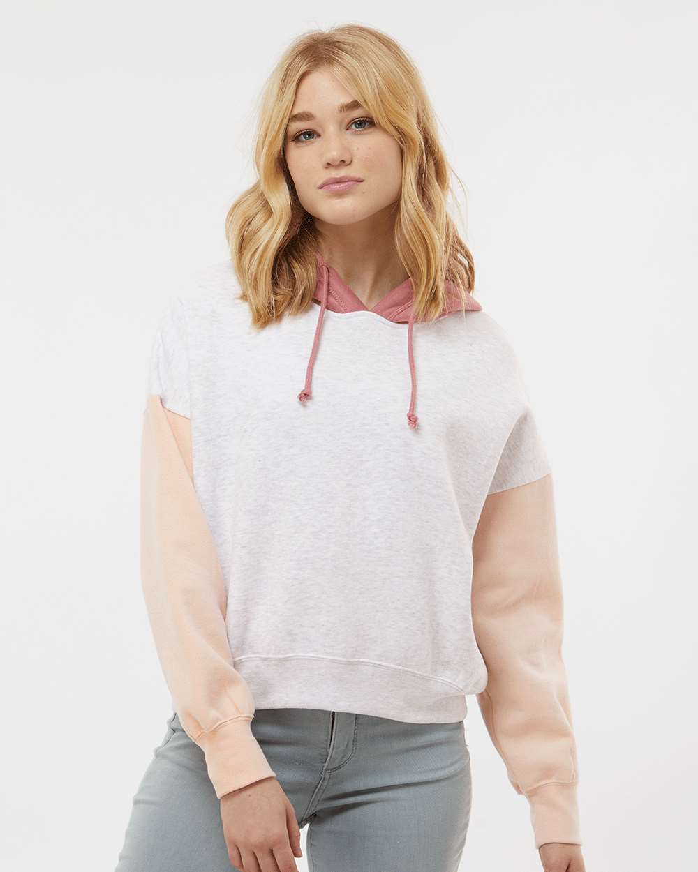 MV Sport-W23716-Women's Sueded Fleece Colorblocked Crop Hooded Sweatshirt - Image 11