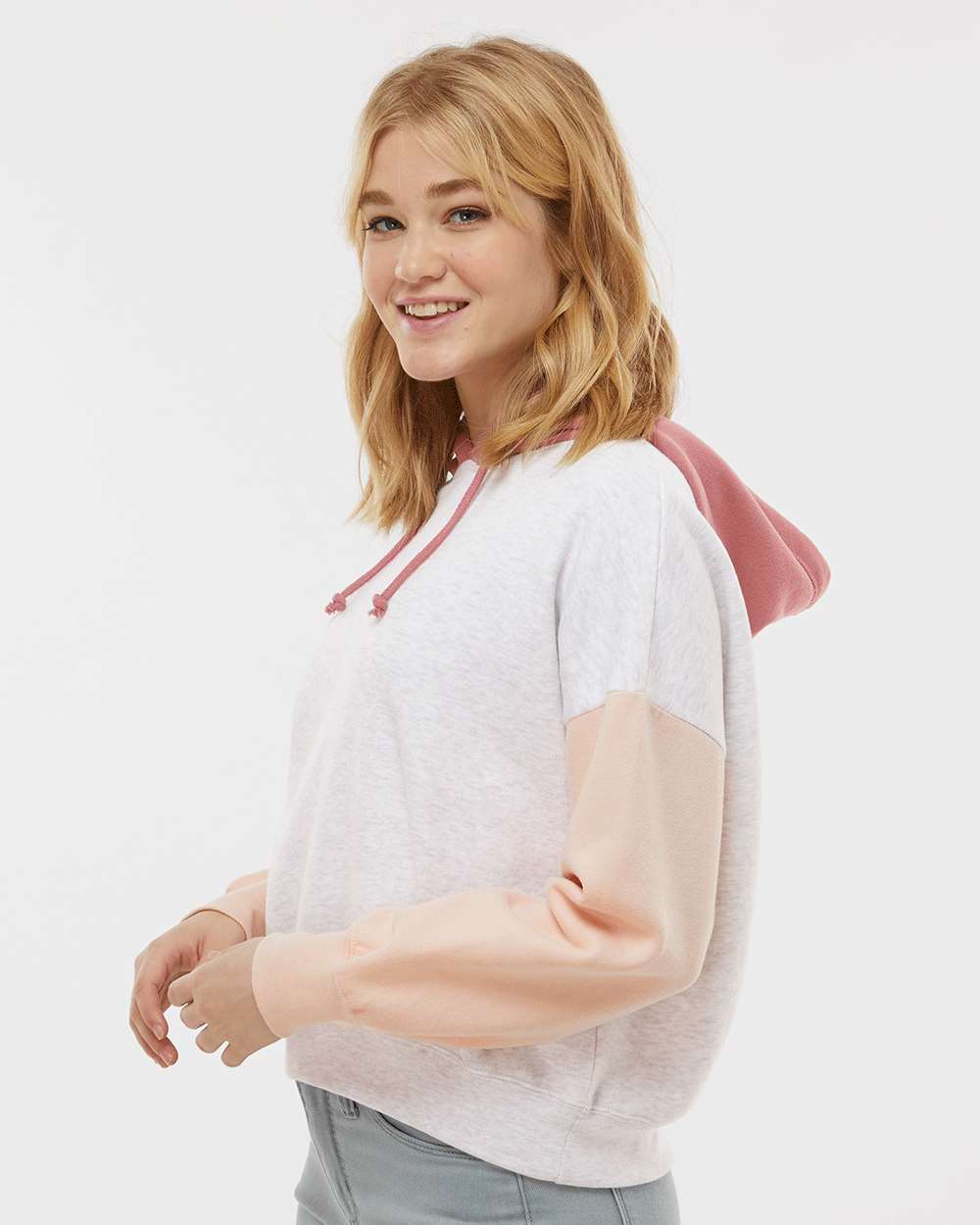 MV Sport-W23716-Women's Sueded Fleece Colorblocked Crop Hooded Sweatshirt - Image 12