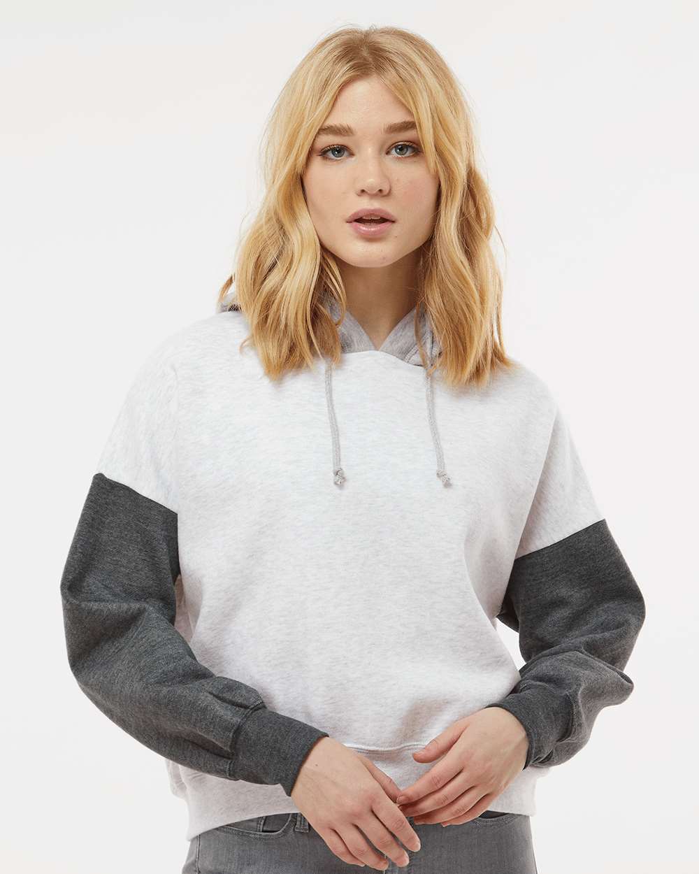MV Sport-W23716-Women's Sueded Fleece Colorblocked Crop Hooded Sweatshirt - Image 17