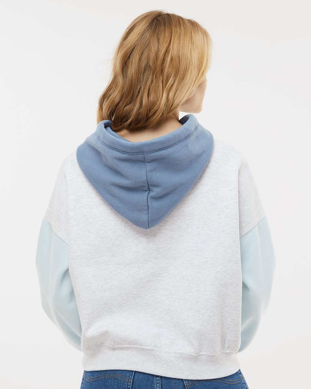 MV Sport-W23716-Women's Sueded Fleece Colorblocked Crop Hooded Sweatshirt - Image 6
