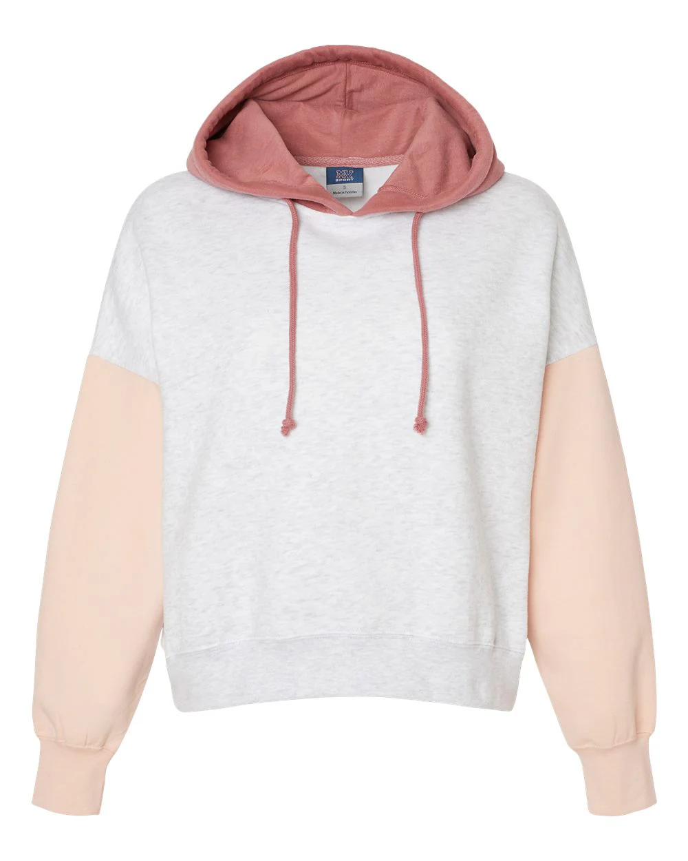 MV Sport-W23716-Women's Sueded Fleece Colorblocked Crop Hooded Sweatshirt - Image 8