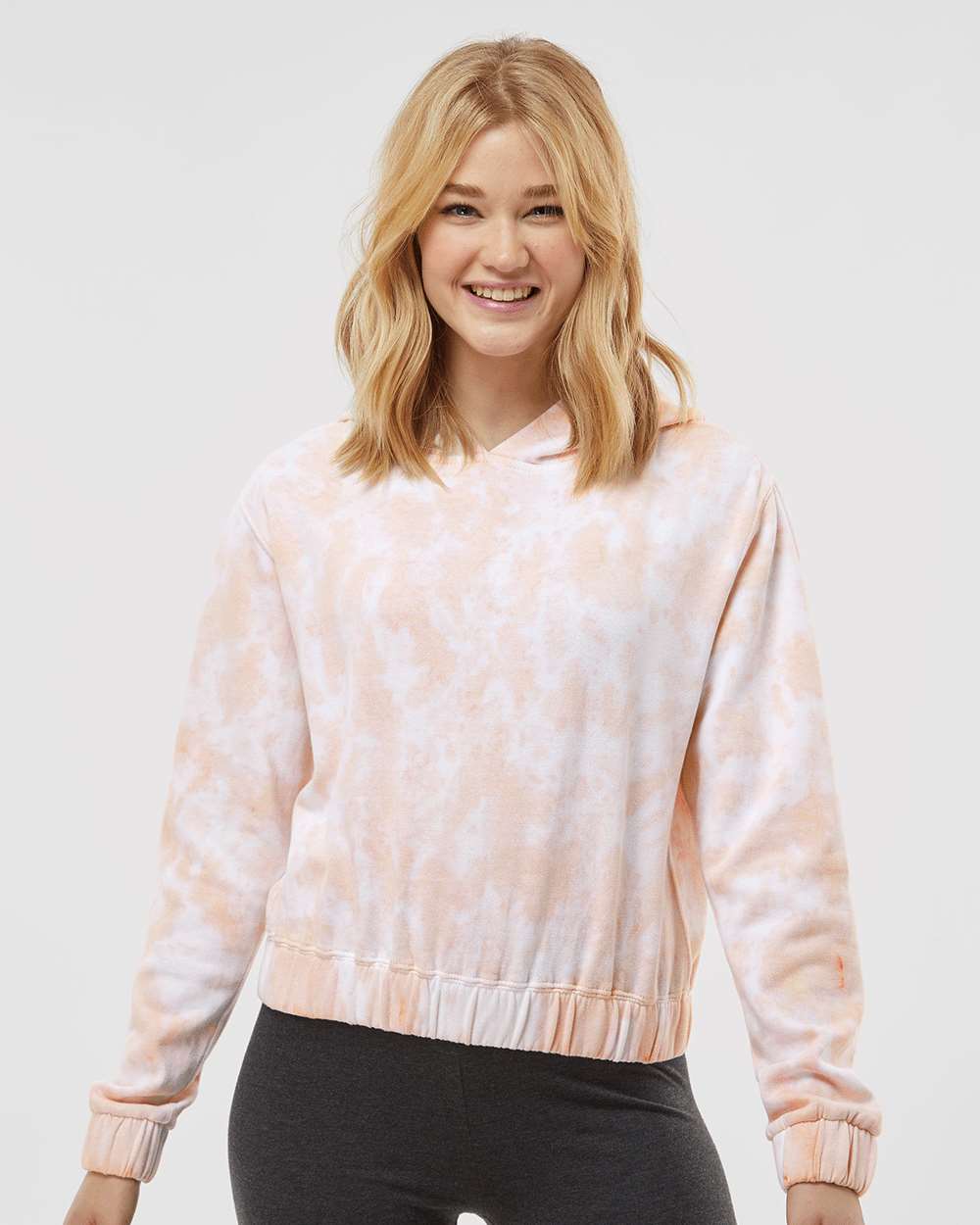 MV Sport-W23718-Women's Sueded Fleece Tie-Dyed Crop Hooded Sweatshirt - Image 5