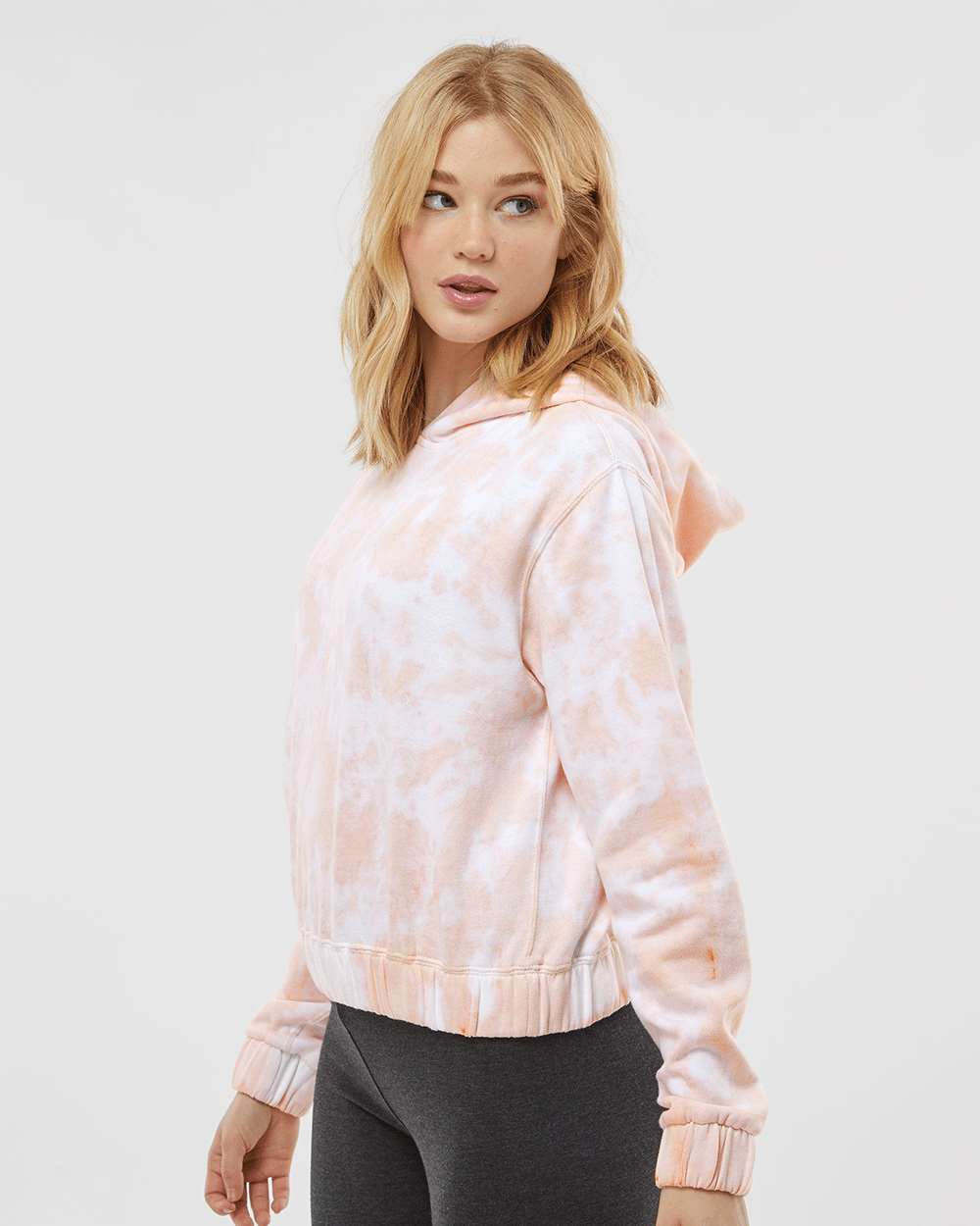 MV Sport-W23718-Women's Sueded Fleece Tie-Dyed Crop Hooded Sweatshirt - Image 6